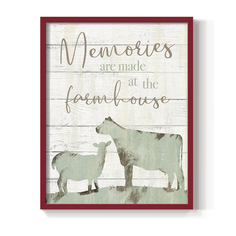 Farmhouse Memories, reproduction encadrée - bois massif, H 11 po x l 9 po, Rouge