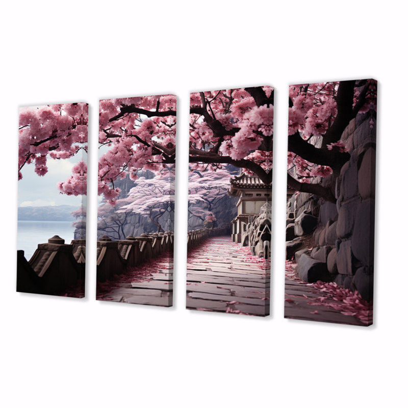 Ensemble de 4 pièces de sentier japonais sur toile Japon Art