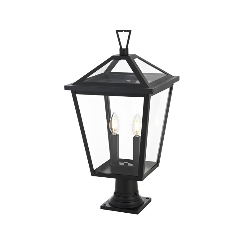 Lampadaire d'extérieur noir Leandra, H 24 po x l 12 po x P 12 po