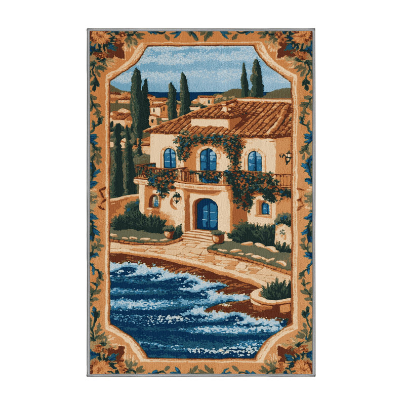  Tapis bord de mer lavable Villa, Rectangle 7 pi x 9 pi