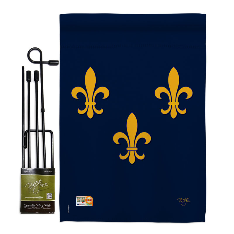 Patriotic Fleur De Lys Double-Sided Burlap Garden Flag Set
