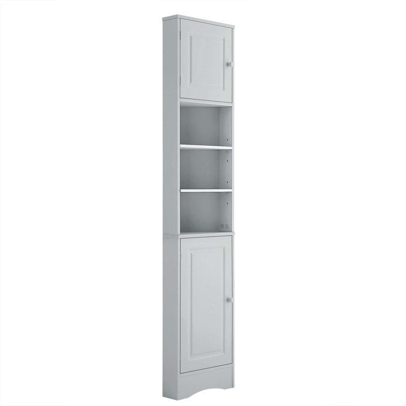 Armoire de rangement multi-fonctionnelle avec deux portes et tablettes réglables, tablette ouverte, Gris