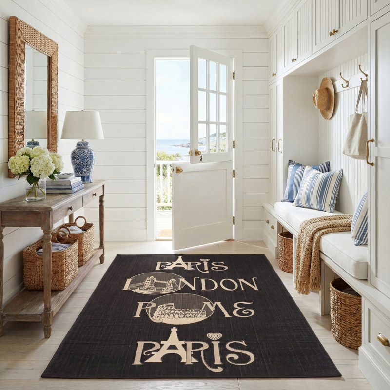 Tapis décoratif géométrique beige/beige Lefler, Rectangle 5 pi 3 po x 7 pi 7 po