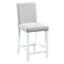 Ensemble 5 pièces de table de salle à manger et de chaises à hauteur de comptoir. Carré avec bordure en cristal. Arrangement en bois massif blanc. Ornement. Créée