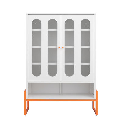 Armoire à chaussures moderne à double porte minimaliste avec portes réglables en filet et armoire de rangement haute