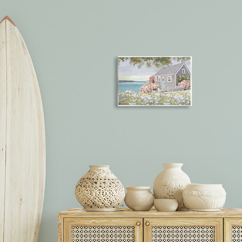 Art mural "Cottage avec jardin de roses" par Amber Sterling, H 10 po x l 15 po