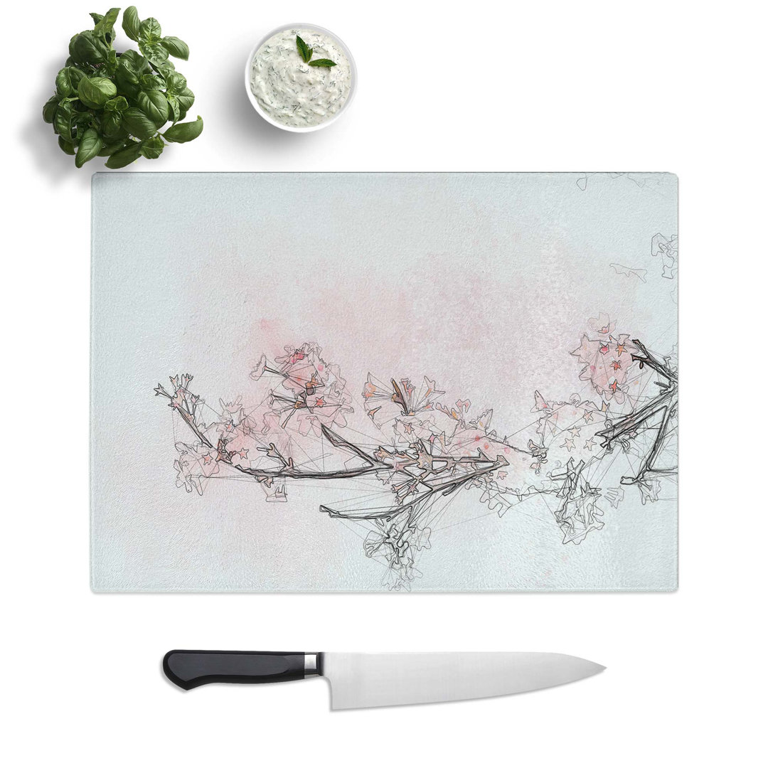 Tempered Glass Cherry Blossom Chopping Board