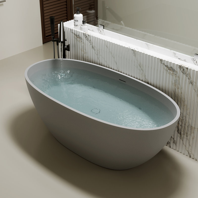 Baignoire de trempage autoportante 59 po, Gris luxe