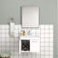 Ensemble de meuble-lavabo 24 po avec lavabo et miroir, meuble-lavabo mural avec portes doubles, cadre en aluminium argenté, charnières à fermeture douce, longues poignées en métal, lavabo en céramique, blanc brillant