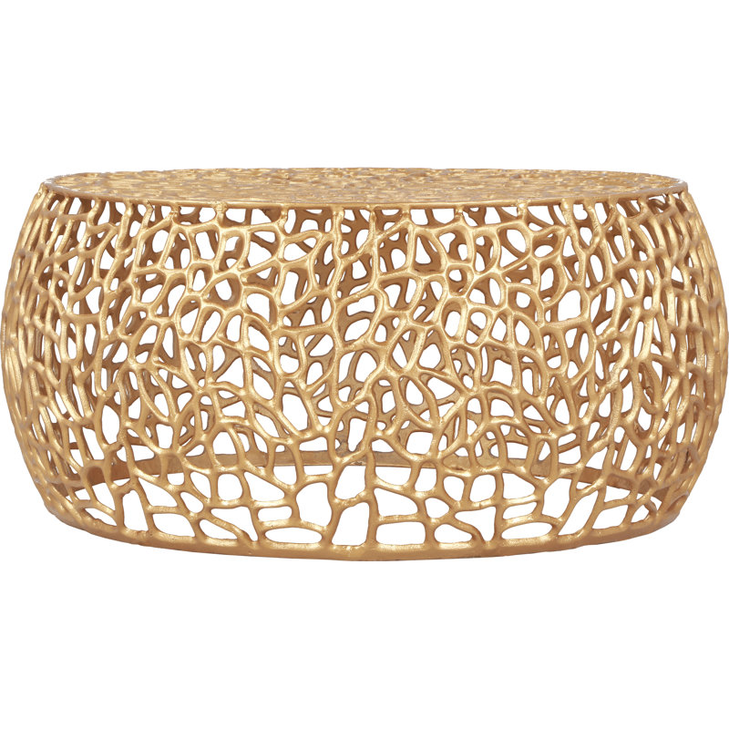  Priya Drum Coffee Table, Gold