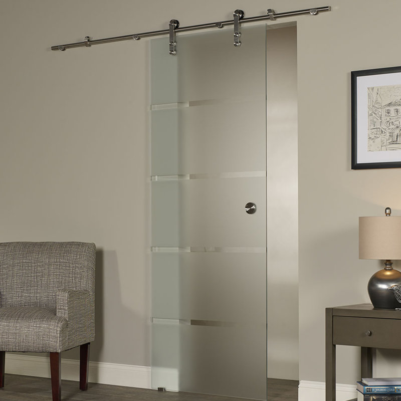  Porte de grange en verre New Vision avec trousse de quincaillerie d'installation,   L 30 po x H 80 po