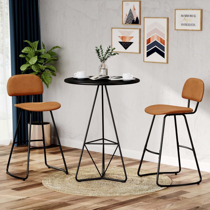 Tabouret de comptoir rembourré avec structure en métal, Brun, Tabouret de bar (siège d’une hauteur de 30 po)
