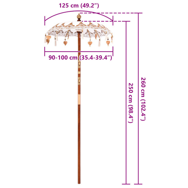 Beach Parasol, 260cm H x 95cm W x 95cm D, Beige Abstract