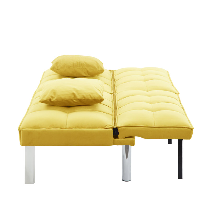 73'' Tufted Convertible Sleeper Futon Sofa, Yellow