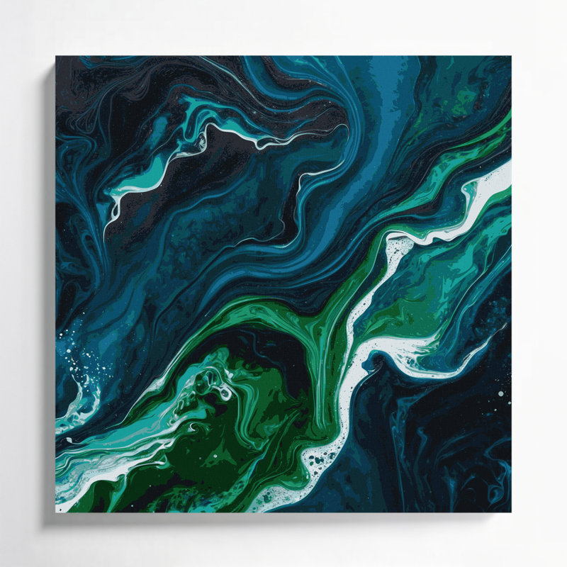 Abstrait art fluide sur toile grise 20, H 32 po x l 32 po