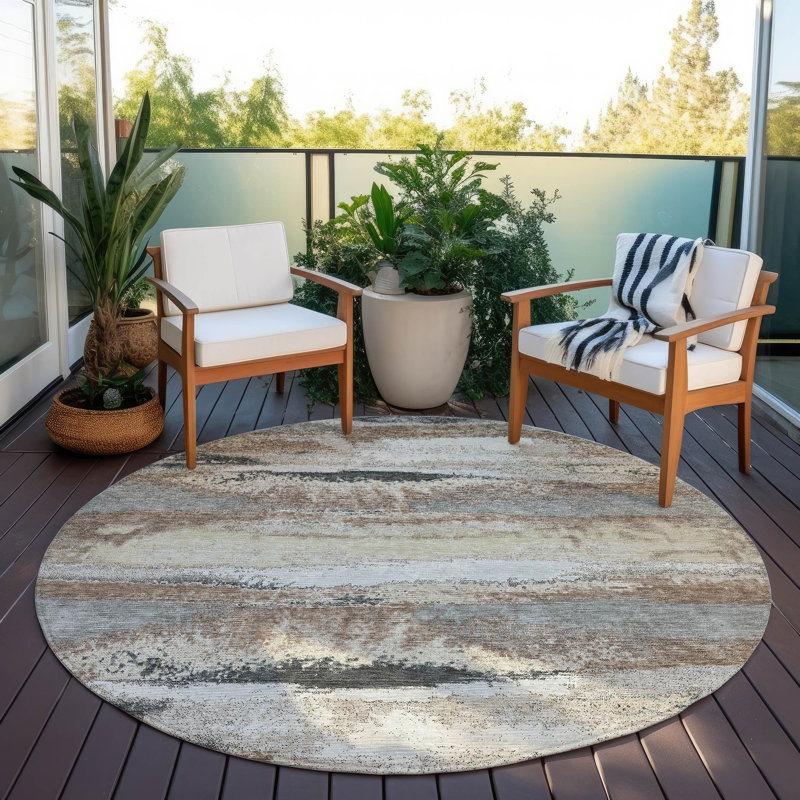 Tapis rectangulaire Aleighna avec envers antidérapant, Rond 8 pi