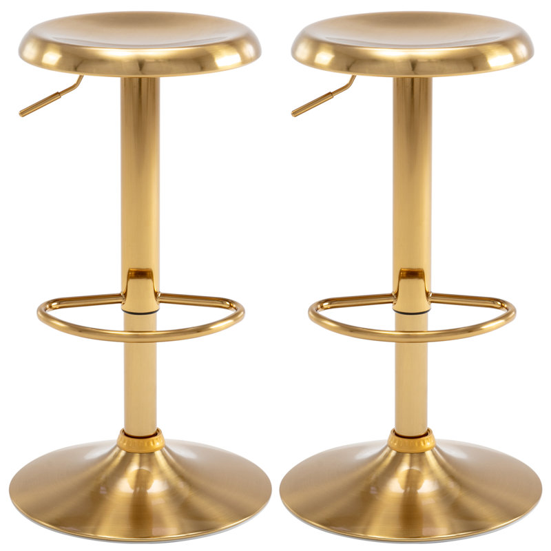 Bar Stools Set of 2, Adjustable Height Swivel Bar Stools, Metal Airlift Barstools, Backless Counter Height Bar Chairs for Kitchen Dining Room Pub Cafe