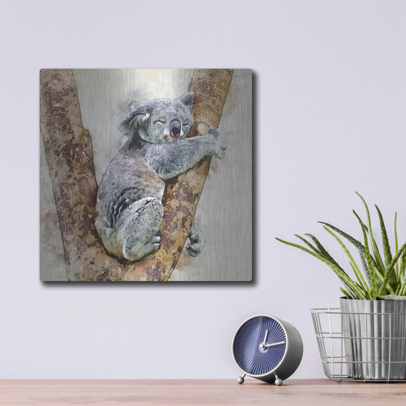 Art mural en métal «Koala 4» par Kim Curationa, H 12 po x l 12 po
