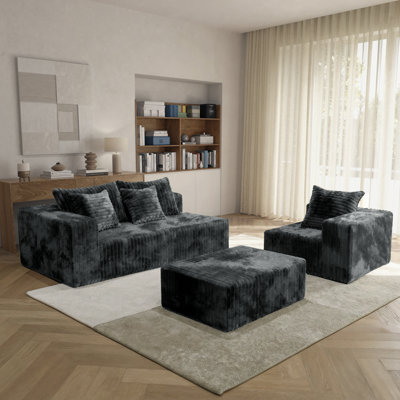 108" Oversized L-Shaped Boneless Modular Sectional Sofa Couch with Reversible Chaise and Ottoman