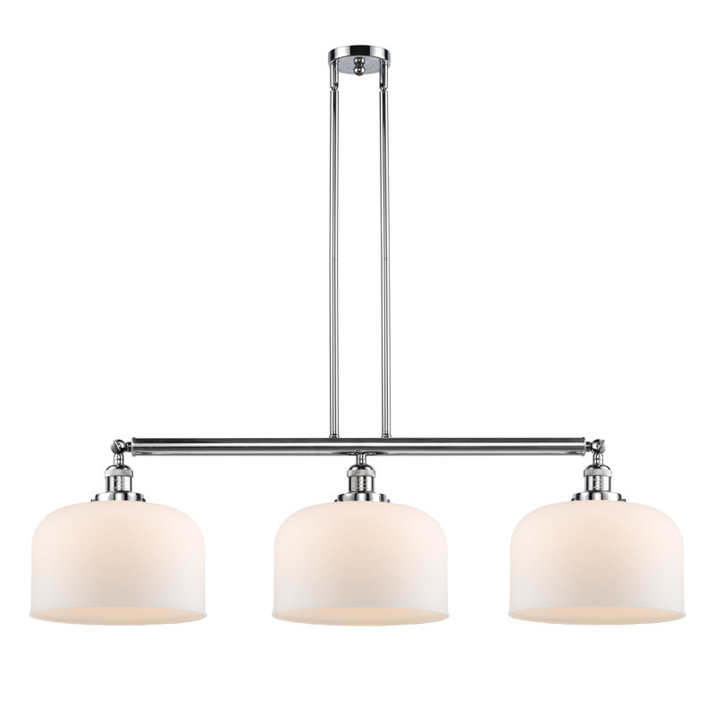 Bell - Luminaire suspendu pour îlot de cuisine 3 lumières 42 " , Blanc mat, Ampoule non incluse, Chrome poli