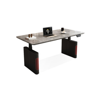 Gray Rectangular Sintered Stone Standing desk