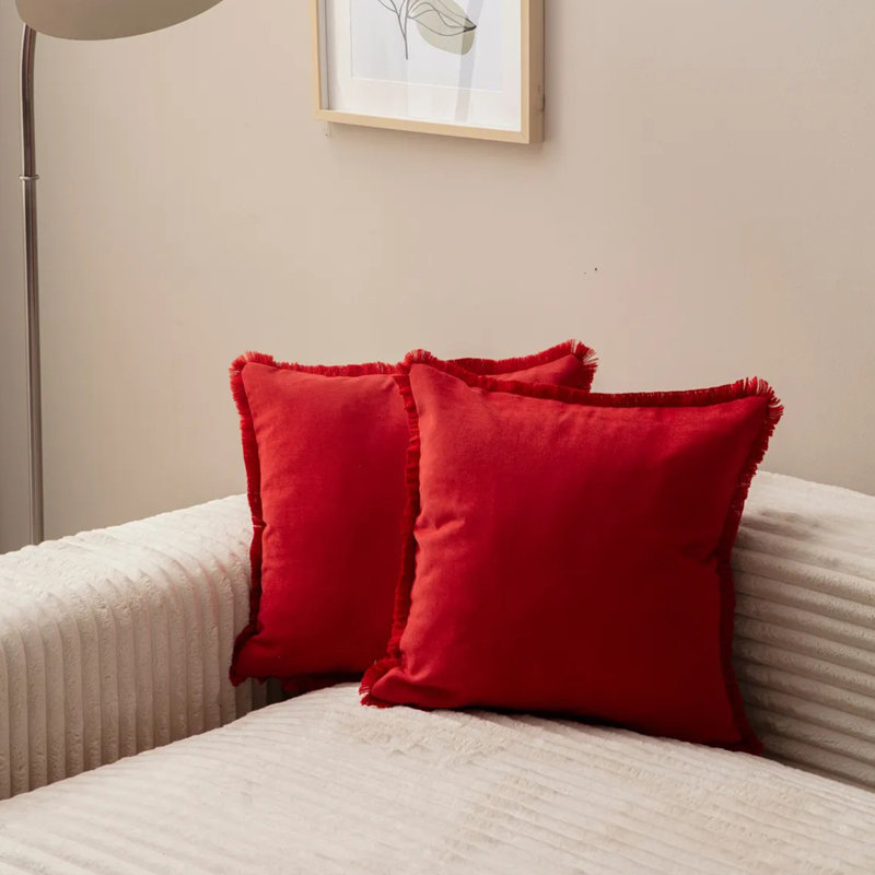 Brookmont Square Cushion Cover, Red, 2 Piece Set
