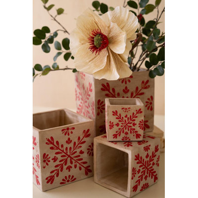 ENSEMBLE DE QUATRE PLAQUETTES DE NOEL CARREES AVEC DETAIL ROUGE