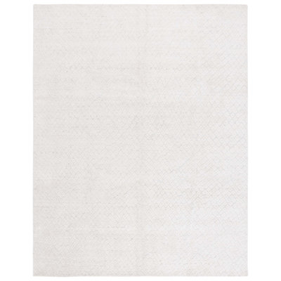 Subrati Handloomed Viscose Wool Cotton Geometric Rug in Ivory