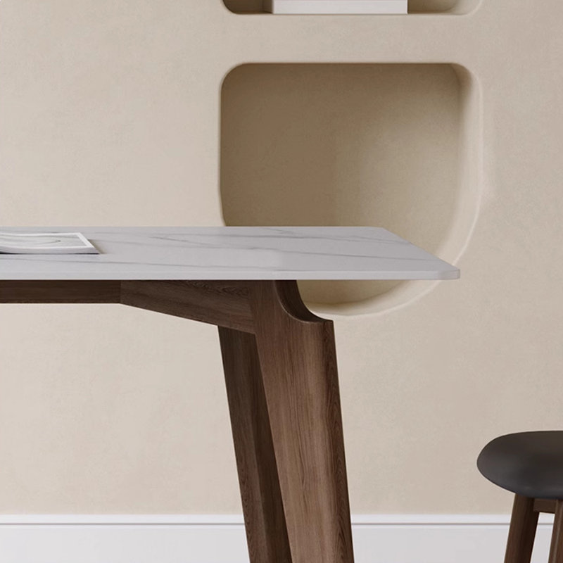 Ensemble de table en pierre de frêne blanc avec chaises en chêne, H 29,52 po x L 78,74 po x l 35,43 po