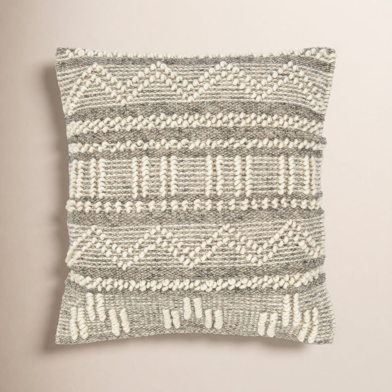 Reni Geometric Wool Throw Pillow, 22"H x 22"W, Polyester/Polyfill