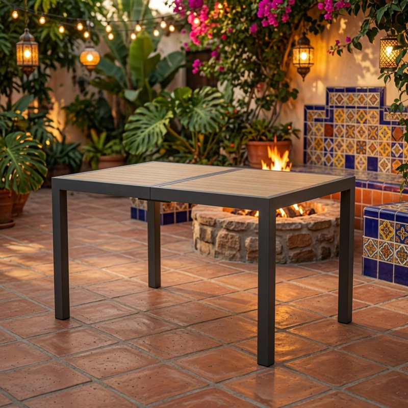 Table de patio d'extérieur en aluminium, 28.7" H x 35" W x 59" D