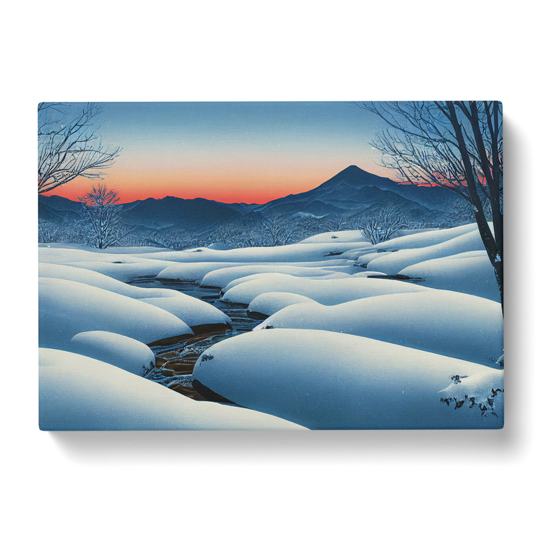 Sunset Winter Mountains - Grafik auf Leinwand gewickelt