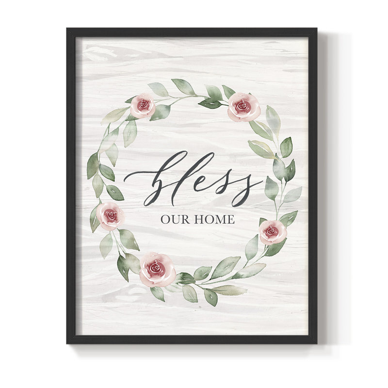 «Bless Our Home», reproduction encadrée - bois massif, H 21 po x l 17 po, Noir, noir, noir, noir