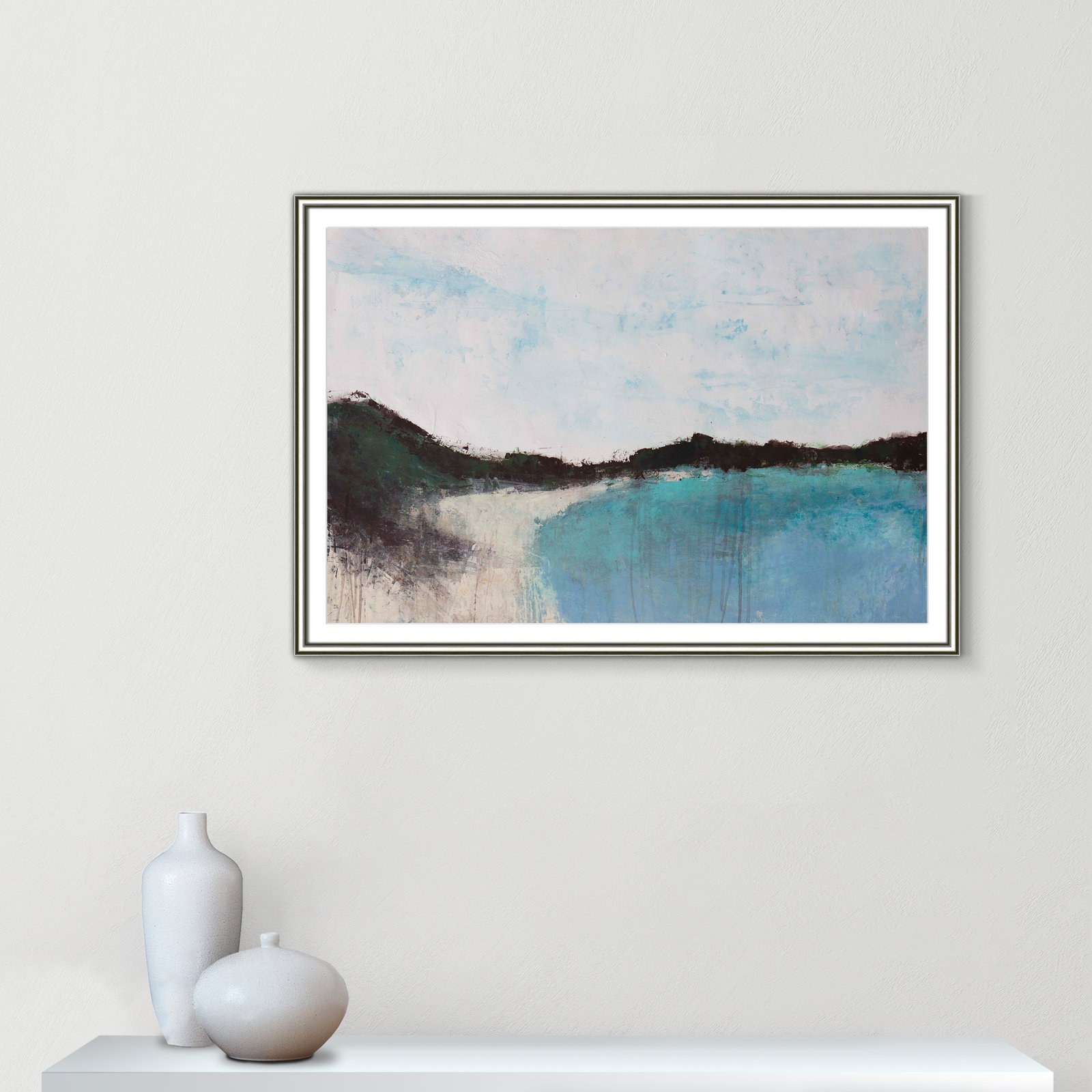 Mountainside Lakeview III Print, 30.75" H x 42.75" W x 0.75" D, Silver Framed