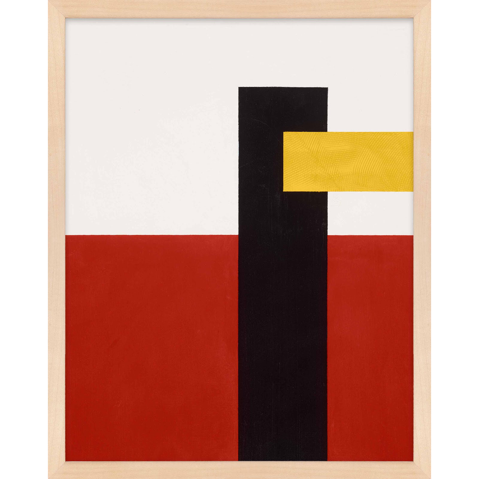Composition With Yellow 4 by Robert Kamnatnik, 20" H x 16" W x 1.25" D, Maple Framed Paper