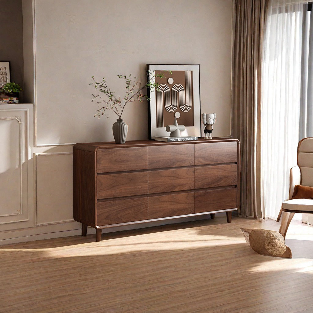 Modern Simple Rubber Wood Entrance Cabinet