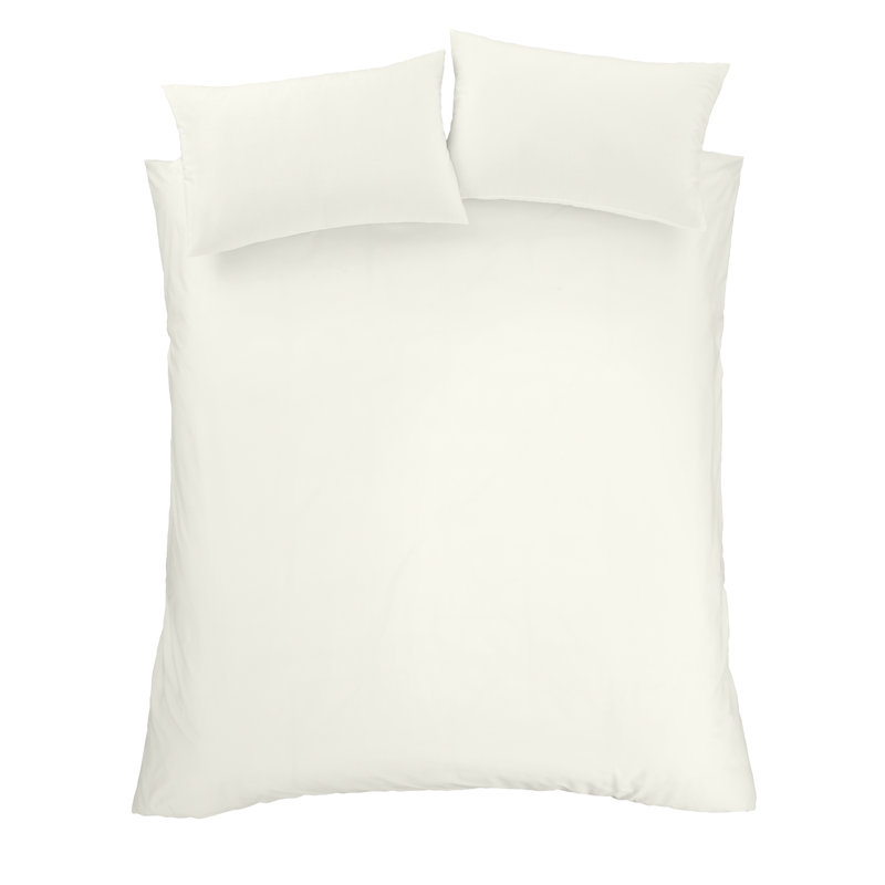 180 Thread Count Egyptian 100% Cotton Duvet Cover Set with Pillowcases, Double + 2 Standard Pillowcases , Cream