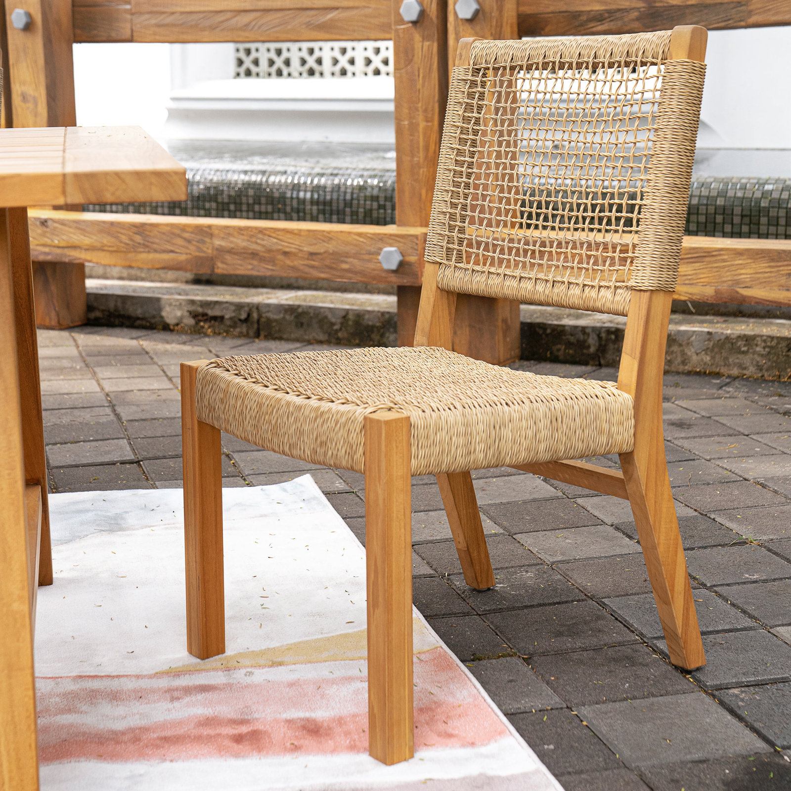 Stackable Teak Patio Side Chair