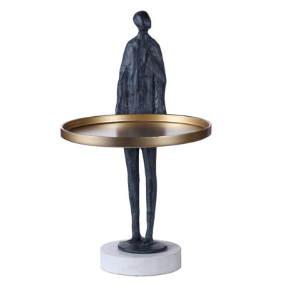 Figurine homme avec plateau en laiton