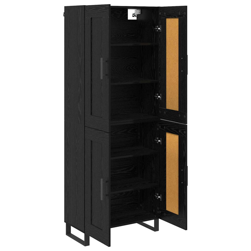  Highboard Old Wood 69.5 X 34 X 180 Cm Engineered Wood, Black Oak
