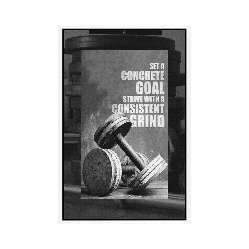 Motivational Gym Quote by Adrian Baldovino - Print on Canvas, 66.04cm H x 45.72cm W x 3.81cm D, White Framed