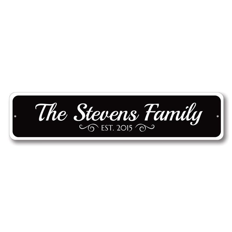 Family Est. Plaque en aluminium date personnalisée, H 4 po x l 18 po x P 0,04 po
