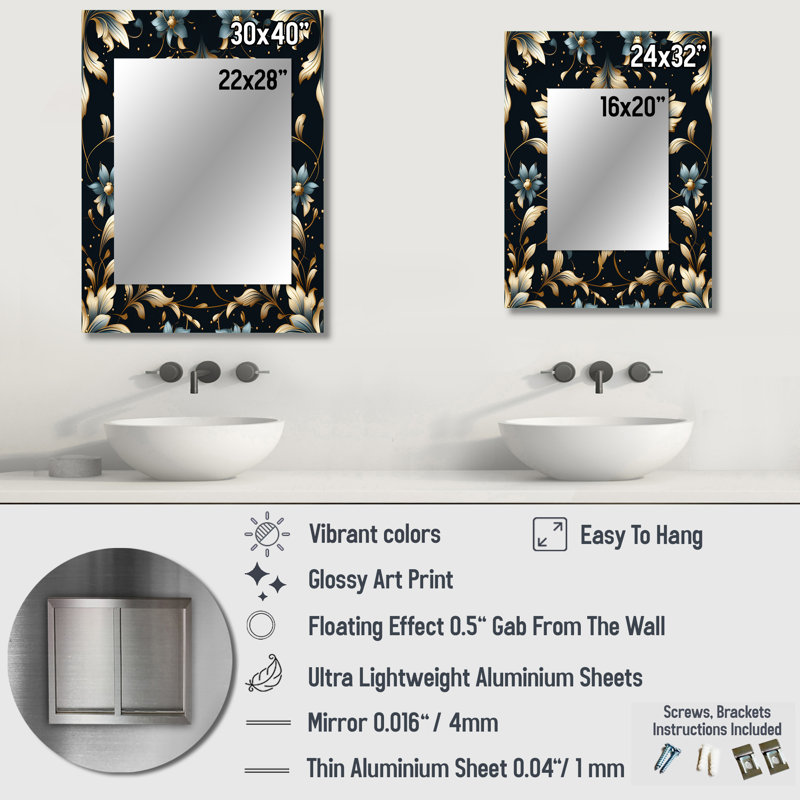Motif floral de luxe Kerith, 40 po x 30 po