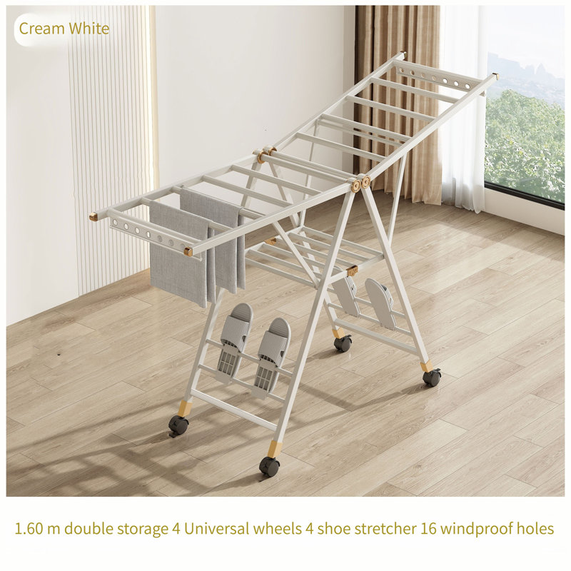 Séchoir à vêtements pliable et mobile pour l'intérieur, H 62,99 po x l 35,43 po x P 33,46 po, Blanc