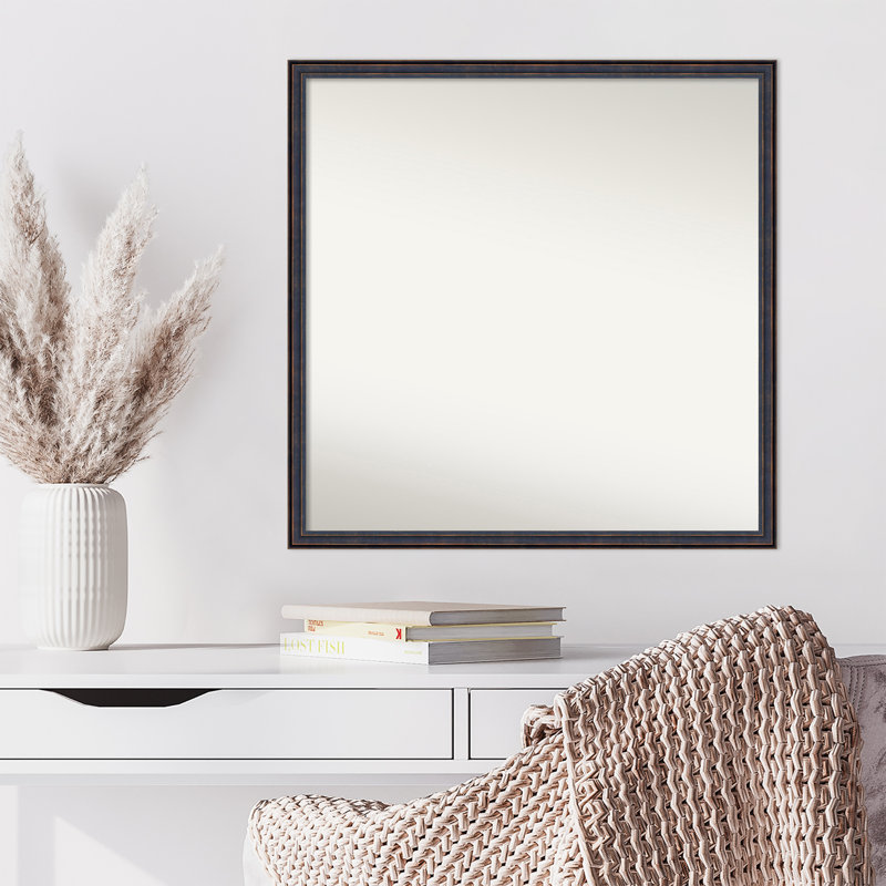 Miroir mural en bois foncé, 27,5 po x 27,5 po