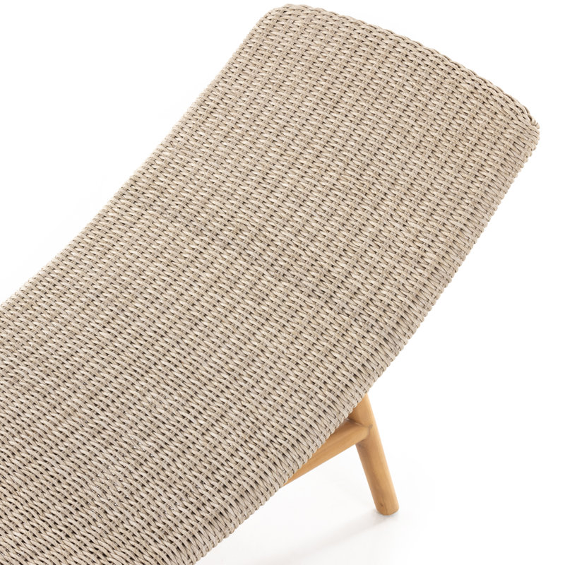 Portia Outdoor Teak Chaise Lounge, Natural Teak, White