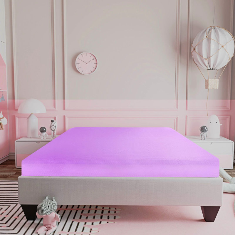 Rose 6 po Matelas en mousse viscoélastique imprégnée de gel dans une boîte, housse double, matelas de gel à température régulée, fonction de refroidissement, livraison facile