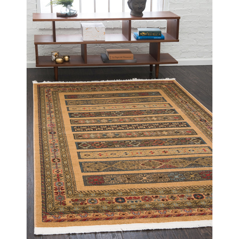 Tapis à motif géométrique Jaeden, Rectangle 9 pi x 12 pi 2 po, Tanné