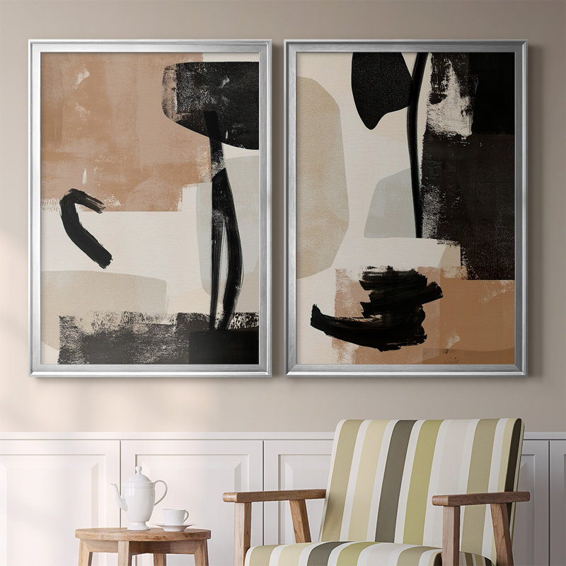 "Selective Arrangement III", ensemble de 2 reproductions de cadres rectangulaires sur toile, Argent