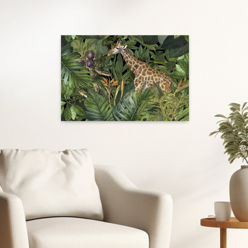 Contemporary Art Giraffe Snake Nature Tropical Art by Andrea Haase - Wrapped Canvas Print, 40.64 cm H x 60.96 cm W